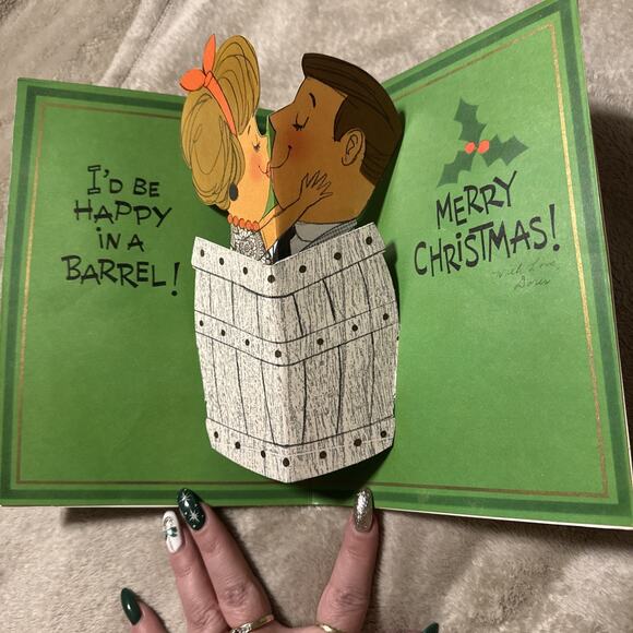 Vintage 1965 Couple’s Pop-Up Christmas Card Used - Picture 2 of 3